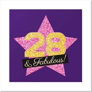 28th Birthday Gifts Women Fabulous - Pink Gold Posters and Art